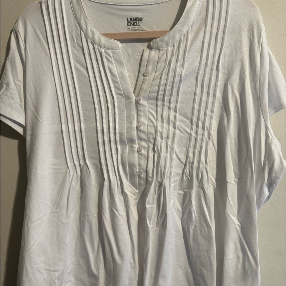 Lands' End Classic White Button-Up Blouse